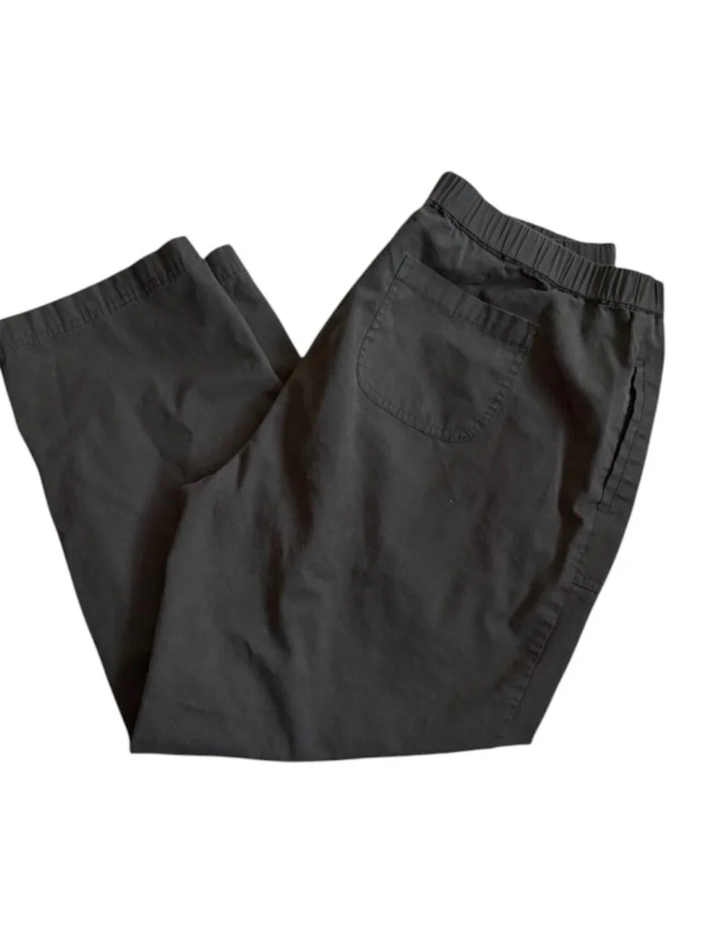 J. Jill Black Wide-Leg Pull-On Cotton Pants